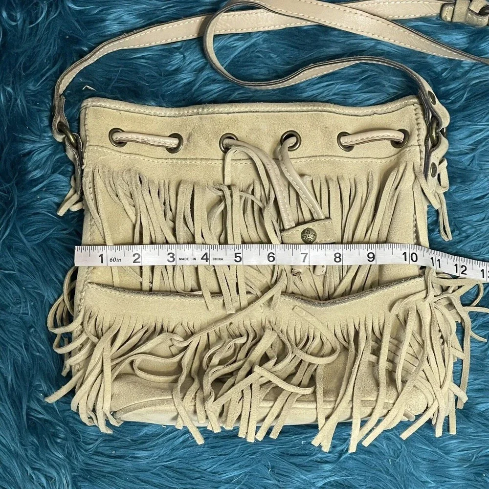 Patricia Nash Crossbody Purse Tan Suede Leather Fringe Bag - Picture 6 of 16
